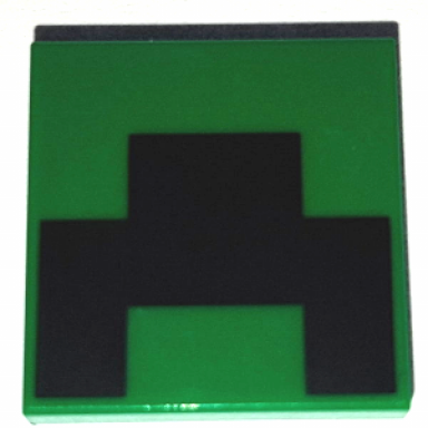 green tile 2 x 2 with pixelated black pattern minecraft creeper mouth