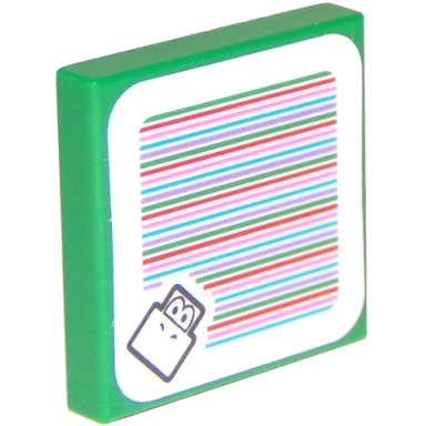 green tile 2 x 2 with super mario scanner code koopa troopa pattern sticker - set 71365