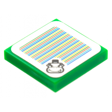 green tile 2 x 2 with super mario scanner code bowser jr pattern sticker - sets 71360 71439