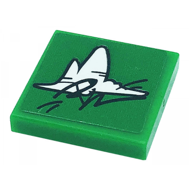 green tile 2 x 2 with black and white graffiti pattern sticker - set 41379