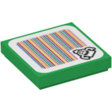 green tile 2 x 2 with super mario scanner code garbage can ghost pattern sticker - set 71401