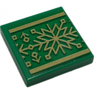 green tile 2 x 2 with holiday gift ribbon with gold christmas decoration pattern sticker - set 40494