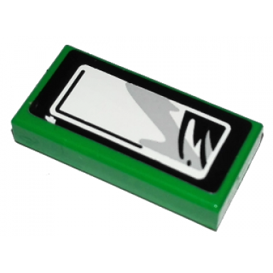 green tile 1 x 2 with mirror side-view pattern model left sticker - set 8479