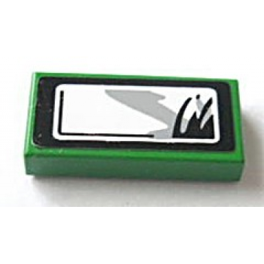 green tile 1 x 2 with mirror side-view pattern model right sticker - set 8479