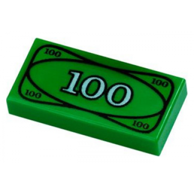 green tile 1 x 2 with currency money 100 bill note pattern