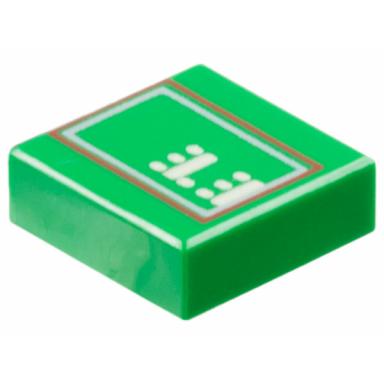 green tile 1 x 1 with red rectangle white lines and dots pattern