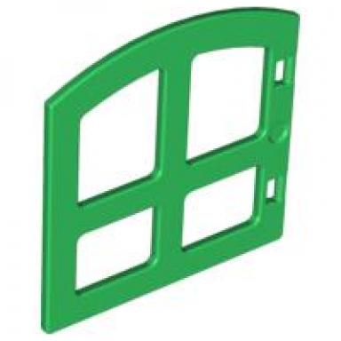 green duplo door window pane 1 x 4 x 3 with 4 panes and curved top