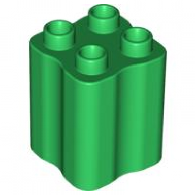 green duplo brick 2 x 2 x 2 with indented sides tree trunk
