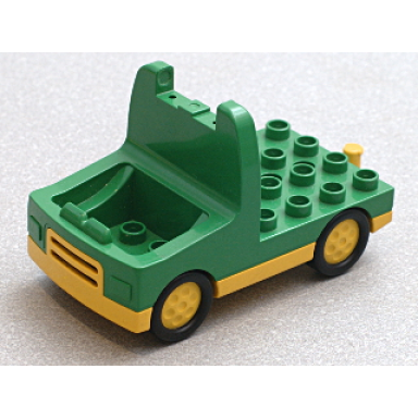 green duplo truck with 4 x 4 flatbed plate and yellow base