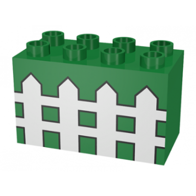 green duplo brick 2 x 4 x 2 with fence pattern