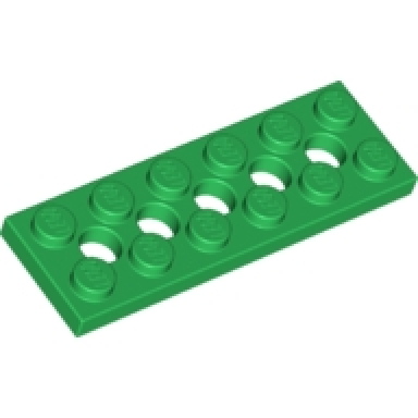 green technic plate 2 x 6 with 5 holes