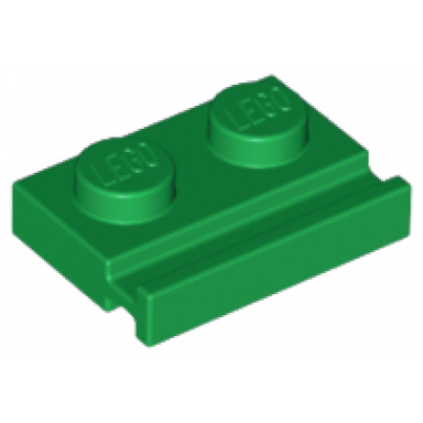 green plate modified 1 x 2 with door rail