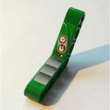 green technic liftarm modified bent thick 1 x 7 4 - 4 with tread plate and gauges and buttons pattern stickers - set 8236