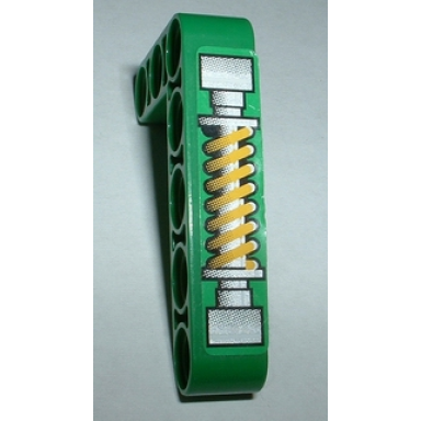 green technic liftarm modified bent thick l-shape 3 x 5 with shock absorber pattern sticker - set 8241