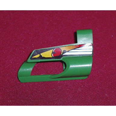 green technic panel fairing 5 small short large hole side a with driver in red helmet pattern sticker - set 8241
