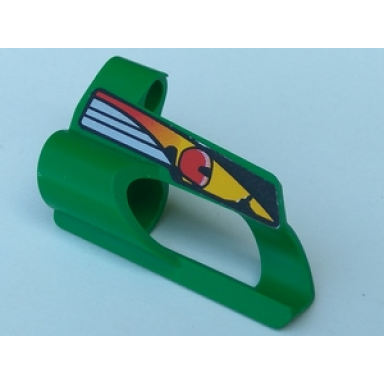 green technic panel fairing 6 small short large hole side b with driver in red helmet pattern sticker - set 8241