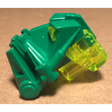 green bionicle head connector block 3 x 4 x 1 2 3 with trans-neon green eye brain stalk 32553 32554
