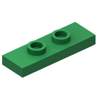 green plate modified 1 x 3 with 2 studs double jumper