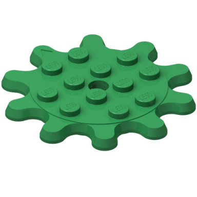 plate round 4 x 4 gear 10 tooth