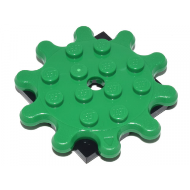 green turntable 4 x 4 x 2 3 gear 10 tooth with black square base free-spinning 35443 61485