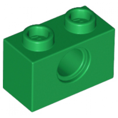 green technic brick 1 x 2 with hole