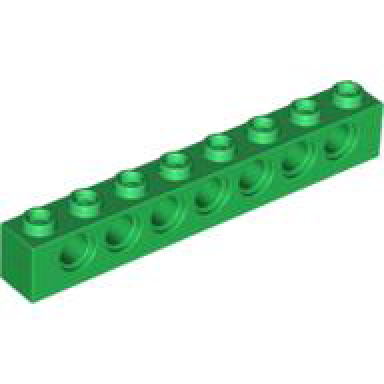 green technic brick 1 x 8 with holes
