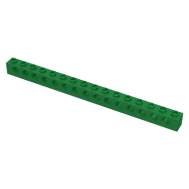 green technic brick 1 x 16 with holes