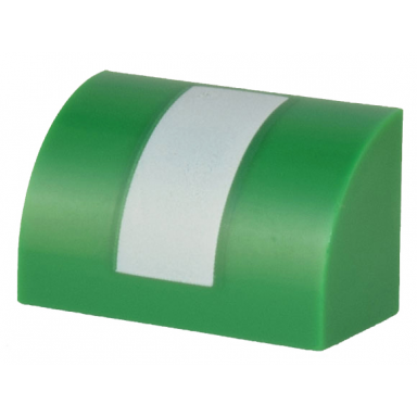 green slope curved 1 x 2 with wide vertical white stripe pattern super mario boomerang bro fire bro hammer bro ice bro hat back