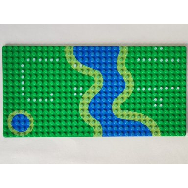 green baseplate 16 x 32 with river and set 6071 dots pattern