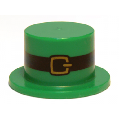 green minifigure headgear hat top hat with black belt and gold buckle pattern