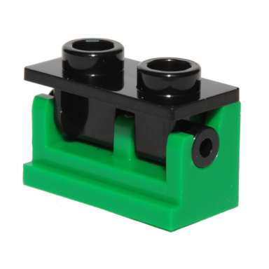 green hinge brick 1 x 2 with black top plate 3937 3938
