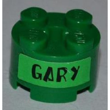 green brick round 2 x 2 with axle hole with black gary on bright green background pattern on both sides stickers - set 3834