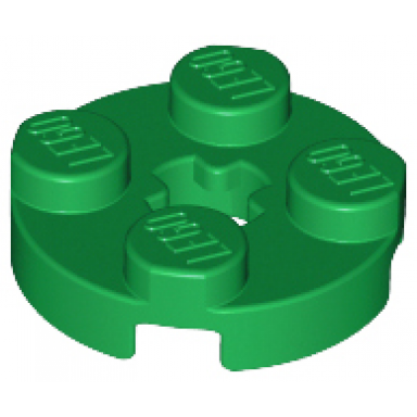 green plate round 2 x 2 with axle hole