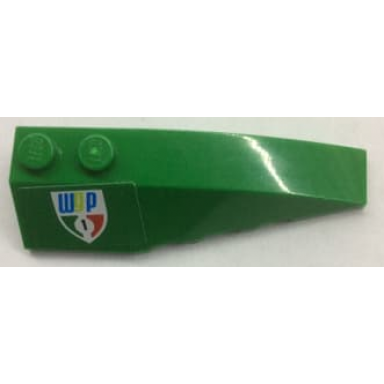 green wedge 6 x 2 right with shield wgp and number 1 pattern sticker - set 8678