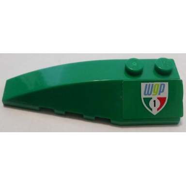 green wedge 6 x 2 left with shield wgp and number 1 pattern sticker - set 8678