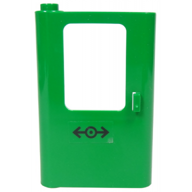 green door 1 x 4 x 5 train left thin support at bottom with train logo black pattern sticker - set 7898