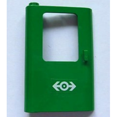 green door 1 x 4 x 5 train left thin support at bottom with white train logo pattern sticker - set 4552