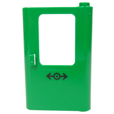 green door 1 x 4 x 5 train right thin support at bottom with train logo black pattern sticker - set 7898