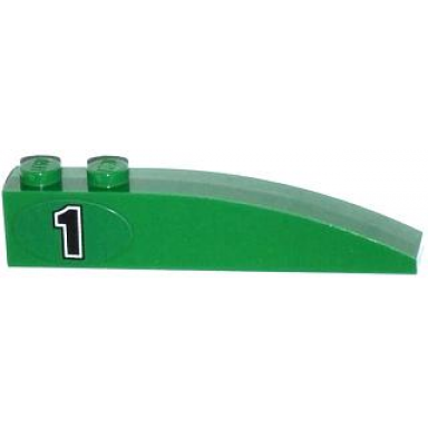 green slope curved 6 x 1 with black number 1 pattern model left side sticker - set 60053