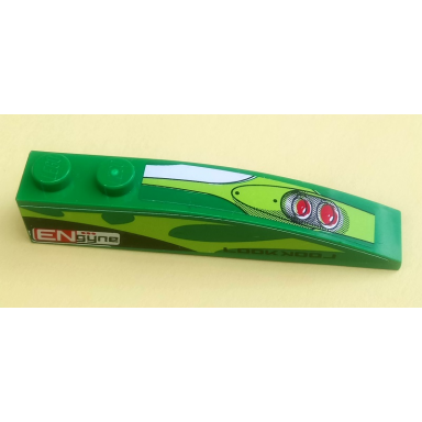 green slope curved 6 x 1 with two red lights and engyne and look pattern model left side stickers - set 8863