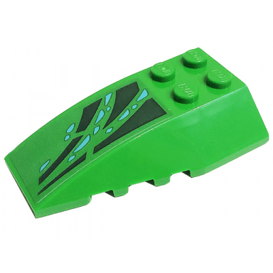 green wedge 6 x 4 triple curved with dark green skin and medium azure scales pattern model left side sticker - set 71766