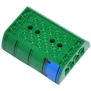 green slope curved 6 x 8 x 2 inverted double with blue and green metal sheets pattern on both sides stickers - set 79120