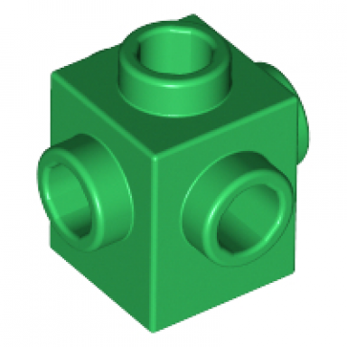 green brick modified 1 x 1 with studs on 4 sides