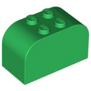 green slope curved 4 x 2 x 2 double with 4 studs