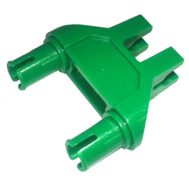 green technic pin double triangle 1 x 3 with 2 clips with round pin holes