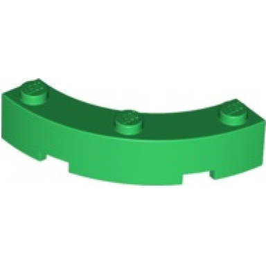green brick round corner 4 x 4 macaroni with 3 studs