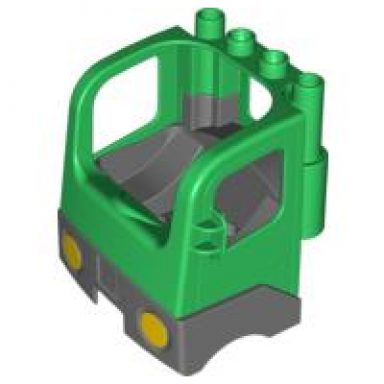 green duplo cabin truck semi-tractor cab with dark bluish gray base