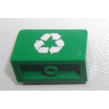 green panel 1 x 2 x 1 with recycling arrows pattern sticker - set 60000