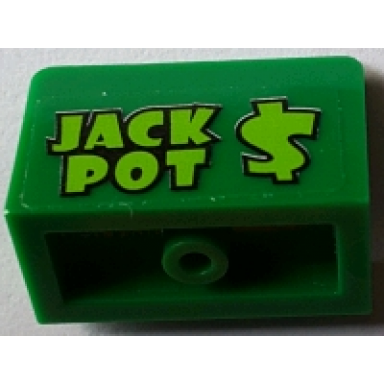 green panel 1 x 2 x 1 with lime jack pot $ pattern sticker - set 71016