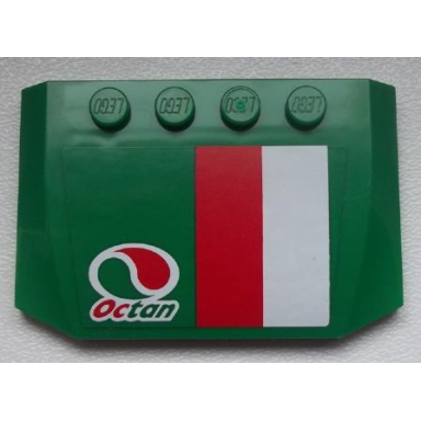 green wedge 4 x 6 x 2 3 triple curved with octan logo and red-white stripe pattern sticker - set 60025